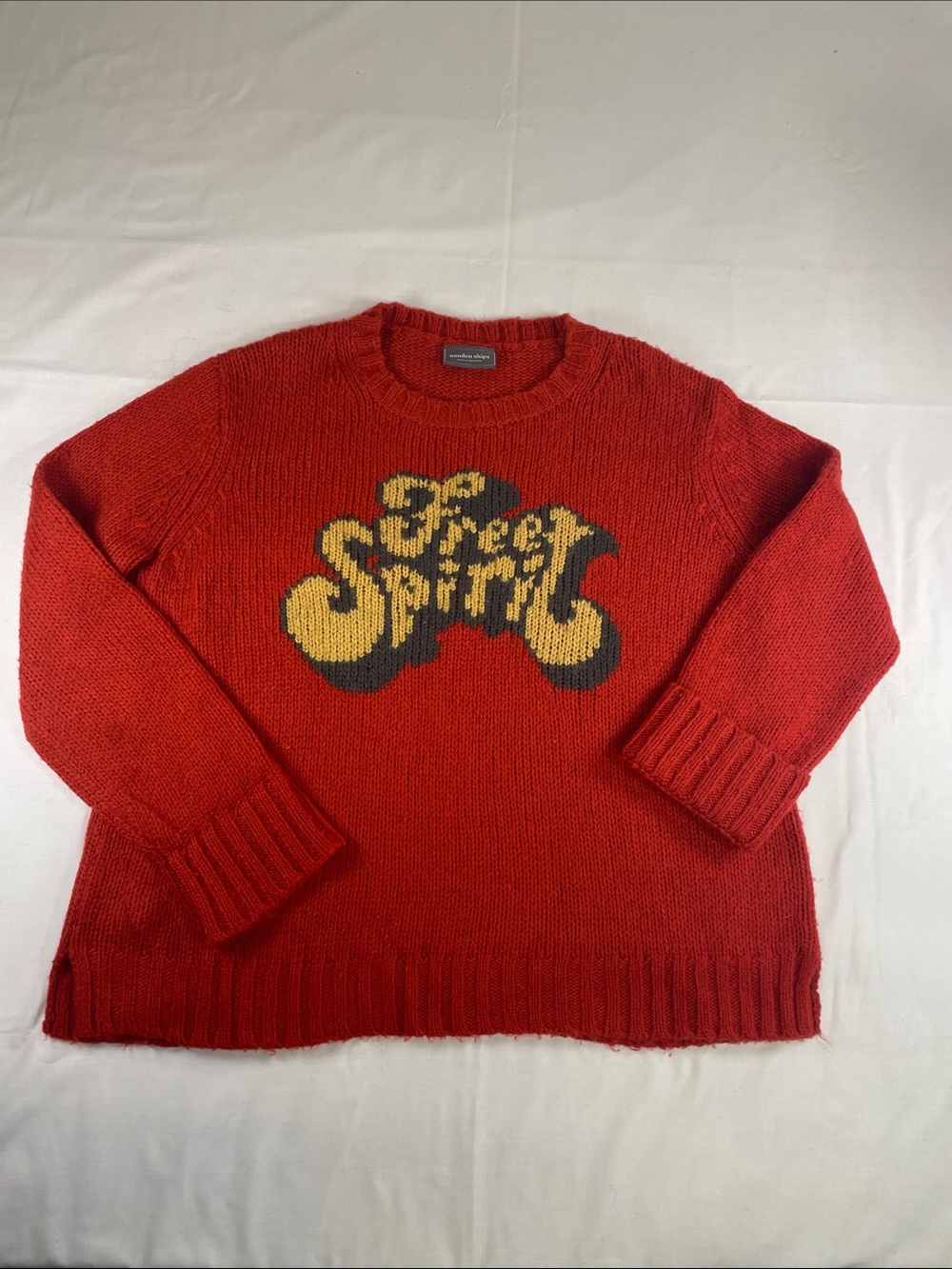 Free Spirit Wool/ mohair blend Oversized Red Knit Jumper Sweater L